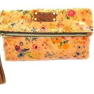 Patricia Nash Valerie Leather Foldover Wristlet -Antique Rose